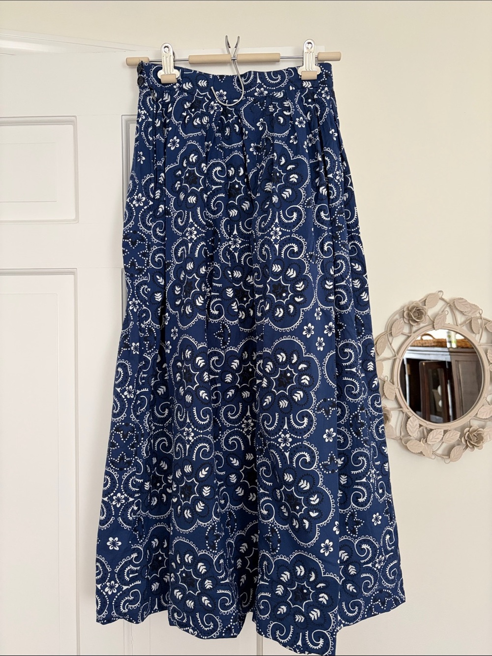 Vintage Harold's Navy and White Midi Skirt